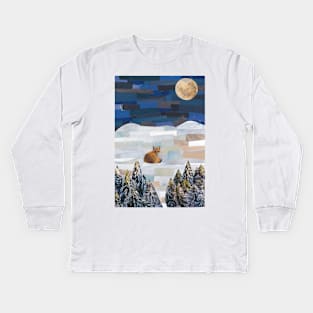 A Fox on a Cold Night Kids Long Sleeve T-Shirt